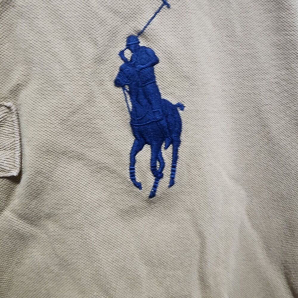 Polo Ralph Lauren Men’s L Khaki USA Flag Crest Big Pony Polo Shirt Embroidered - Picture 3 of 5